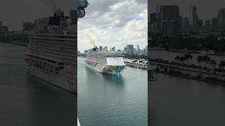Norwegian Getaway sounding her horn in Miami! #norwegiancruiseline #norwegiangetaway #cruiseship