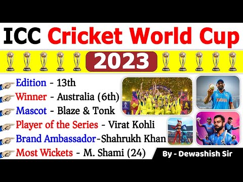 ICC Cricket World Cup 2023 | क्रिकेट वर्ल्‍ड कप 2023 | Sport Current Affairs 2023 #viratkohli #rohit