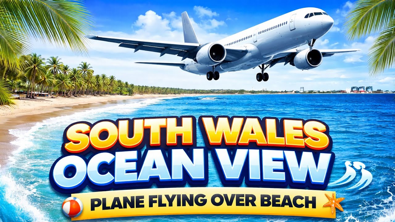 Relaxing South Wales Ocean View 🌊 | Plane Flying Over Beach ✈️ | Peaceful Beach Vibes