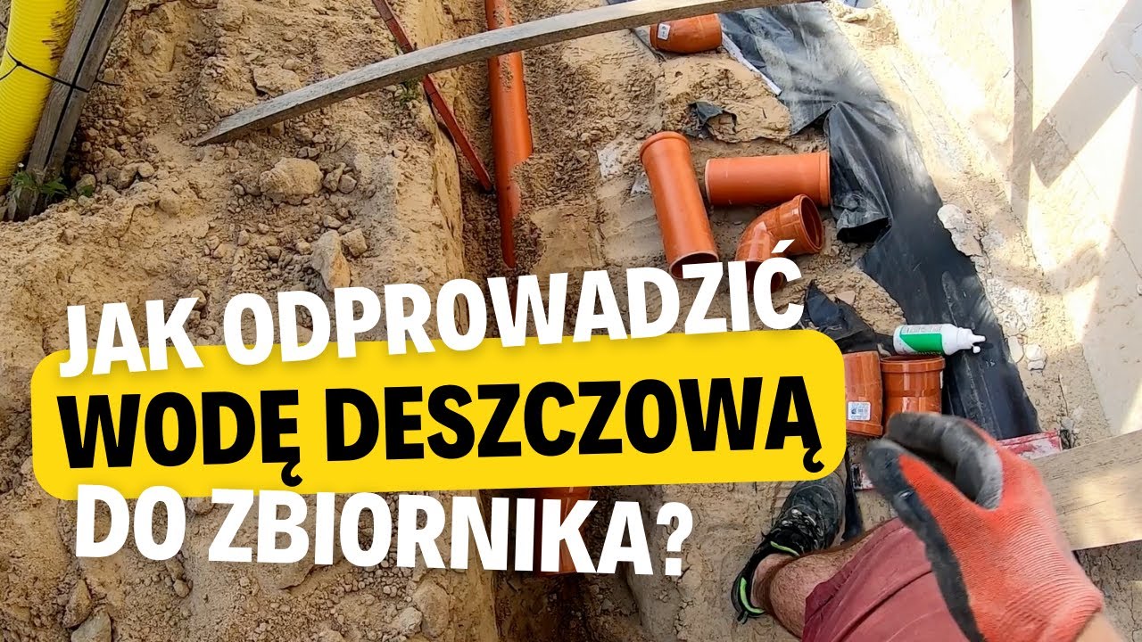 102. Odprowadzenie wody deszczowej do zbiornika 10 m3. Montaż osadników rynnowych. Buduję dom samemu