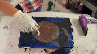 STARRY dark PLANET on BOLD base! LOVE  Contrast 🚀| Dutch pour Acrylic painting - #1 Cosmos Series