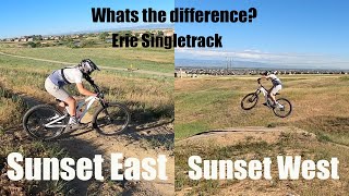 Riding at Erie Single Track's sunset west and east trails! What's the difference