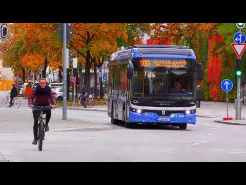 Electric buses of Ebusco drive through Munich