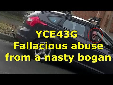 YCE43G Fallacious abuse towards cyclist from a nasty bogan