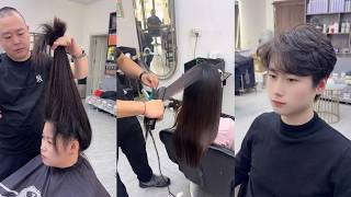 Immersive Haircut Transformation: Full Salon Cut & Style #haircut #hairstyle