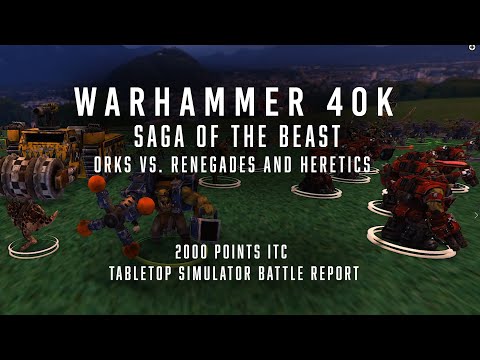 18 Killa Kans vs Chaos R&H: 2000 Points ITC Tabletop Simulator Battle Report (Saga of The Beast)