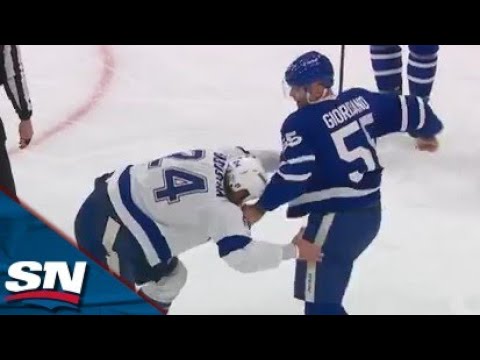 Mark Giordano And Zach Bogosian Drop The Gloves As Tempers Flare Between Maple Leafs And Lightning