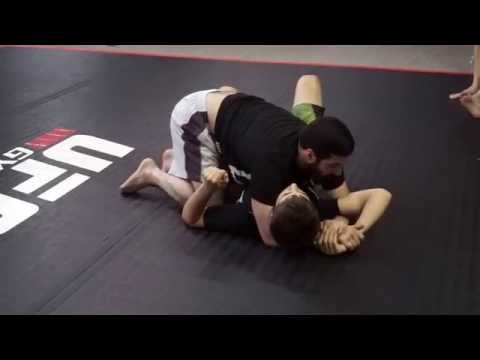 Americana to head and arm triangle choke