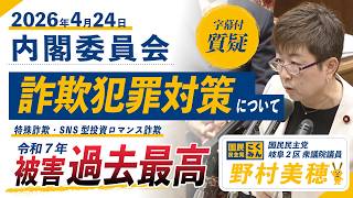 【国民民主党 野村美穂 質疑】26/4/24詐欺犯罪対策について質問をさせていただきました