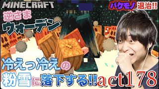 【マインクラフト】【バケモノ】ウォーデンを逆さまにして冷えっ冷えの粉雪に落下させてみたw 約50体のスノーゴーレムさんとフライング節分!!【セイハのセハクラ実況act178】