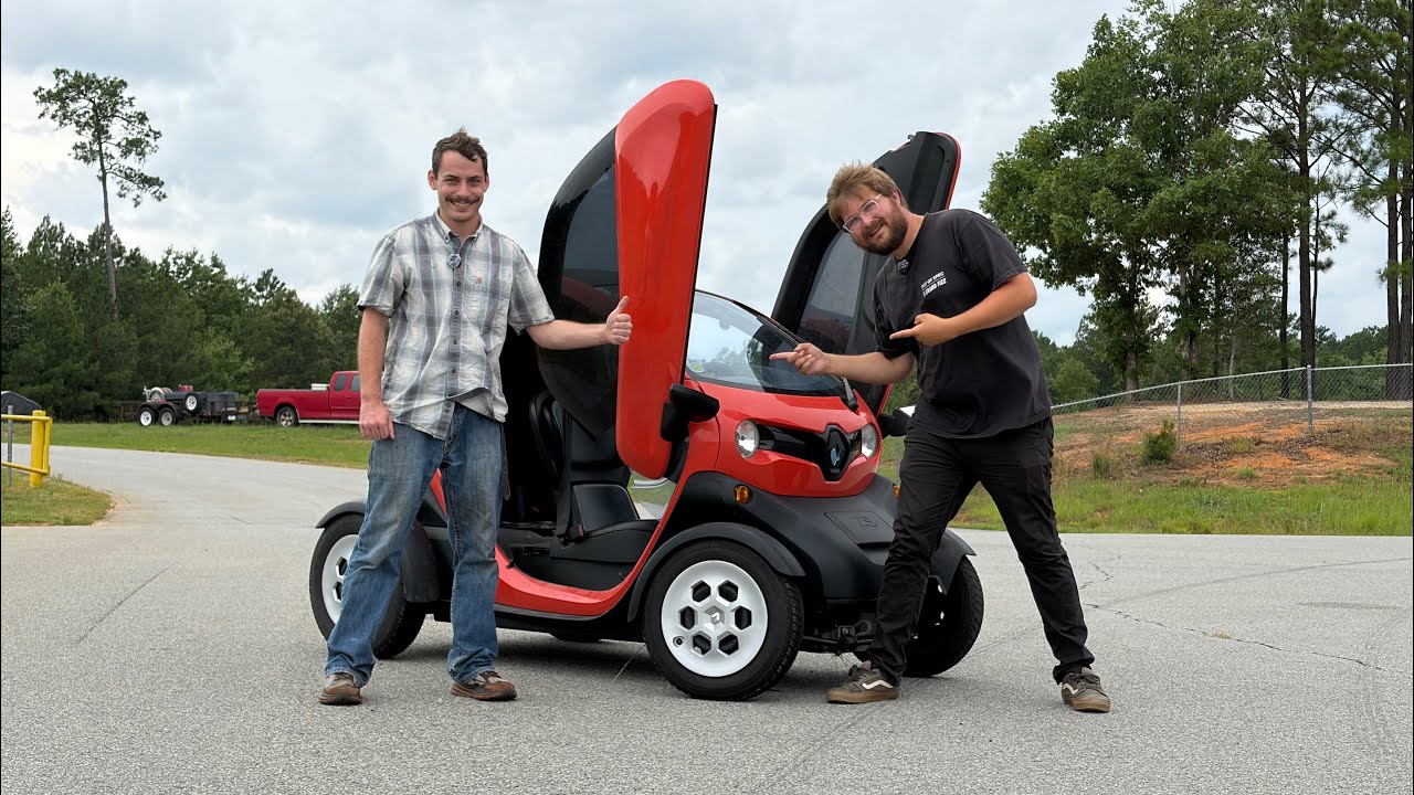 Renault Twizy quadricycle being tested on a private track