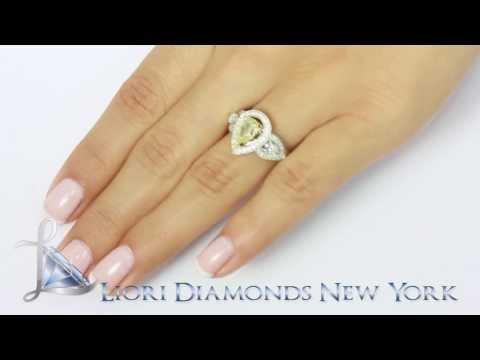 FD-SOLD-056 - 1.91 Carat Fancy Yellow Pear Shape Diamond Engagement Ring 18k White Gold
