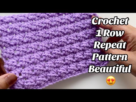 CROCHET PATTERN BEAUTIFUL 1 ROW - Easy Step by step Tutorial for Blankets & More US Terms