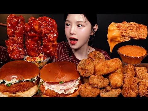KFC Hot Crispy Chicken with Shrimp Burger Mukbang ASMR