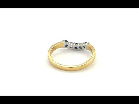 18ct Yellow and White Gold Sapphire and Diamond Wishbone Eternity Ring -01080026| Johnsons Jewellers