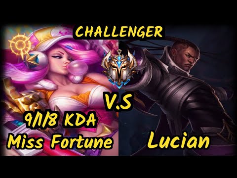 SPY.V Freeze (MISS FORTUNE) vs LUCIAN - 9/1/8 KDA BOTTOM ADC CHALLENGER GAMEPLAY - EUW