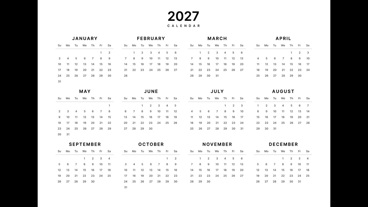 2027 Calendar Printable | Free PDF Download (US) | A4 & Letter Size