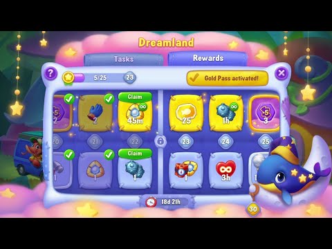 @Fishdom Win Strikes Level 6531 - 6535, Dreamland Event Level 22 Unlocked