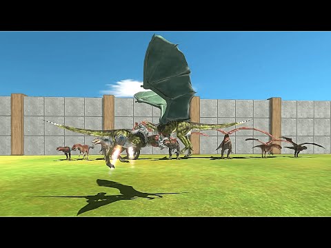 CARNIVORE DINOSAURS WITH JET ENGINE VS CARNIVORE DINOSAURS WITH WING Animal Revolt Battle Simulator