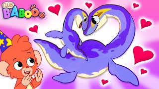 Club Baboo | Why is the baby elasmosaurus crying? | He lost his Dino Mommy! | Learn Dinosaur Names!