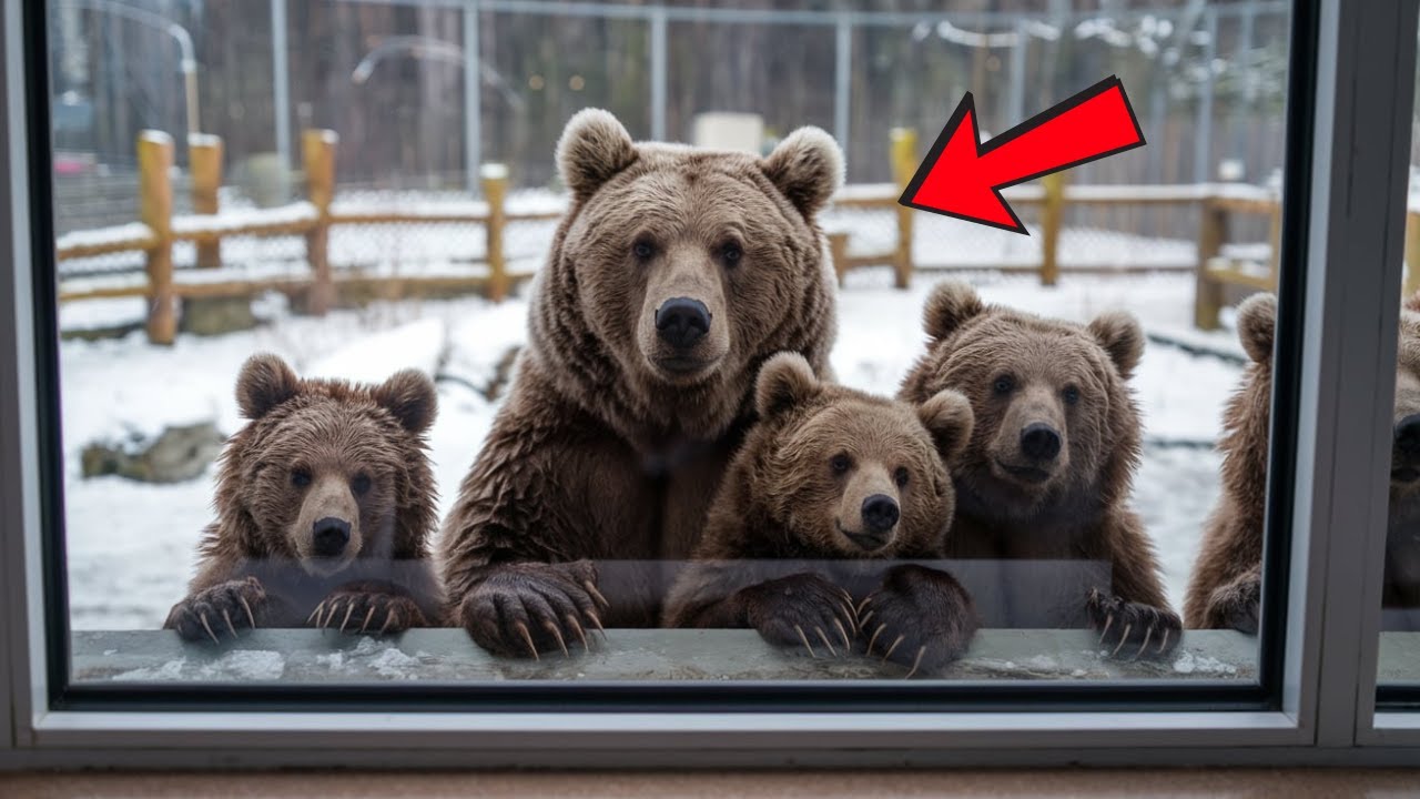 Freezing Bear and Her Three Cubs Beg to Be Let Into the House – Man Is Shocked by What Happens Next!