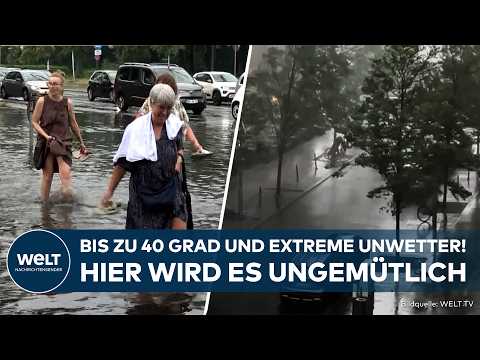 Video Thumbnail: HITZEWELLE: Erst Gluthitze, dann Gewitterflut – Wetterdienst warnt vor weiteren heftigen Unwettern