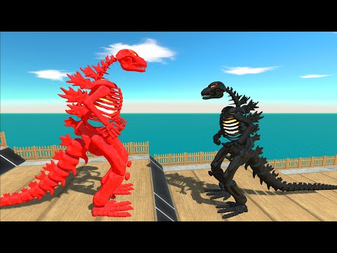 Fire Godzilla Skeleton vs Dark Godzilla Skeleton Death Fall - ARBS