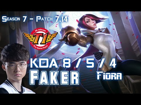 SKT T1 Faker FIORA vs SINGED Top - Patch 7.14 KR Ranked
