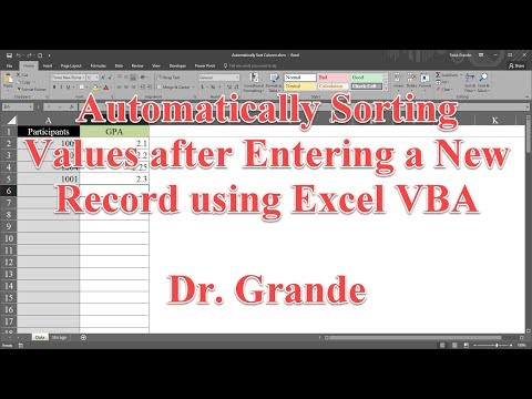 Automatically Sorting Values after Entering a New Record using Excel VBA