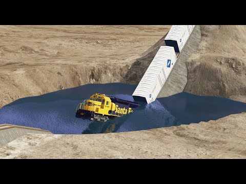 NO train vs Deep Water vs Giant Pit | Kereta Api vs Rel Kereta Api Tenggelam