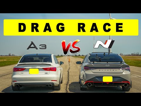 Tuned Audi A3 takes on Elantra N DCT, what could go wrong? Drag and roll race.