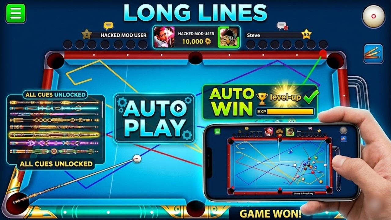 8 Ball Pool MOD APK 2026 🏆 8 Ball Pool Free Hack - Long Lines, Aim Hack & Coins (iOS / Android)