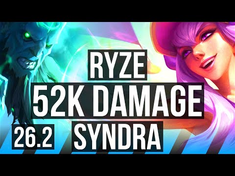 RYZE vs SYNDRA (MID) | 52K damage | KR Challenger | 26.2