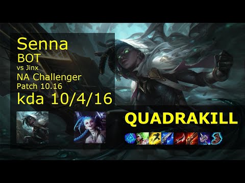 Senna ADC vs Jinx - NA Challenger 10/4/16 Patch 10.16 Gameplay
