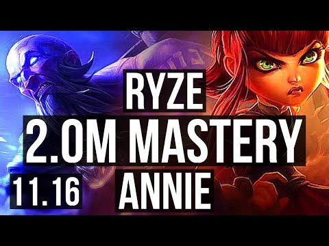 RYZE vs ANNIE (MID) | 2.0M mastery, 0/1/11, 500+ games | NA Diamond | v11.16