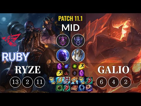 RW Ruby Ryze vs Galio Mid - KR Patch 11.1