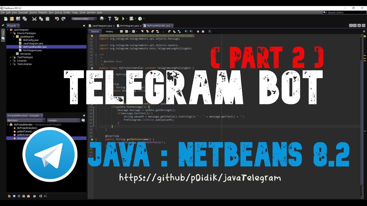 JAVA NETBEANS CREATE TELEGRAM BOT MODUL | SEND MESSAGE