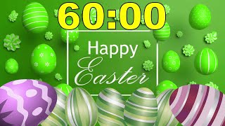 60 Minute 🐰 Happy Easter 🥚 Countdown Timer - Spinning Easter Eggs - Fun Music Alarm!