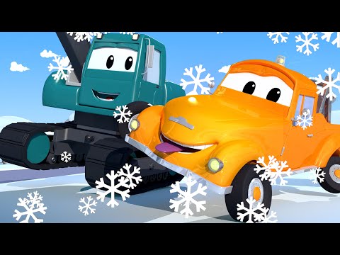 Tom der Abschleppwagen -  Edgar der Bagger fährt ein Rennen auf rutschiger Straase - Autopolis  🚓 🚒