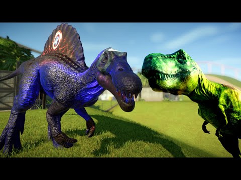 Spinosaurus Captain America vs Hulk Trex - Superheroes as Dinosaurs | Jurassic world evolution