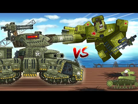 Soviet Robo-monster VS American monster. KV-44 is shocked! - Cartoons about tanks