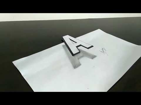 How to draw 3D floating letter A - 3d letter drawing