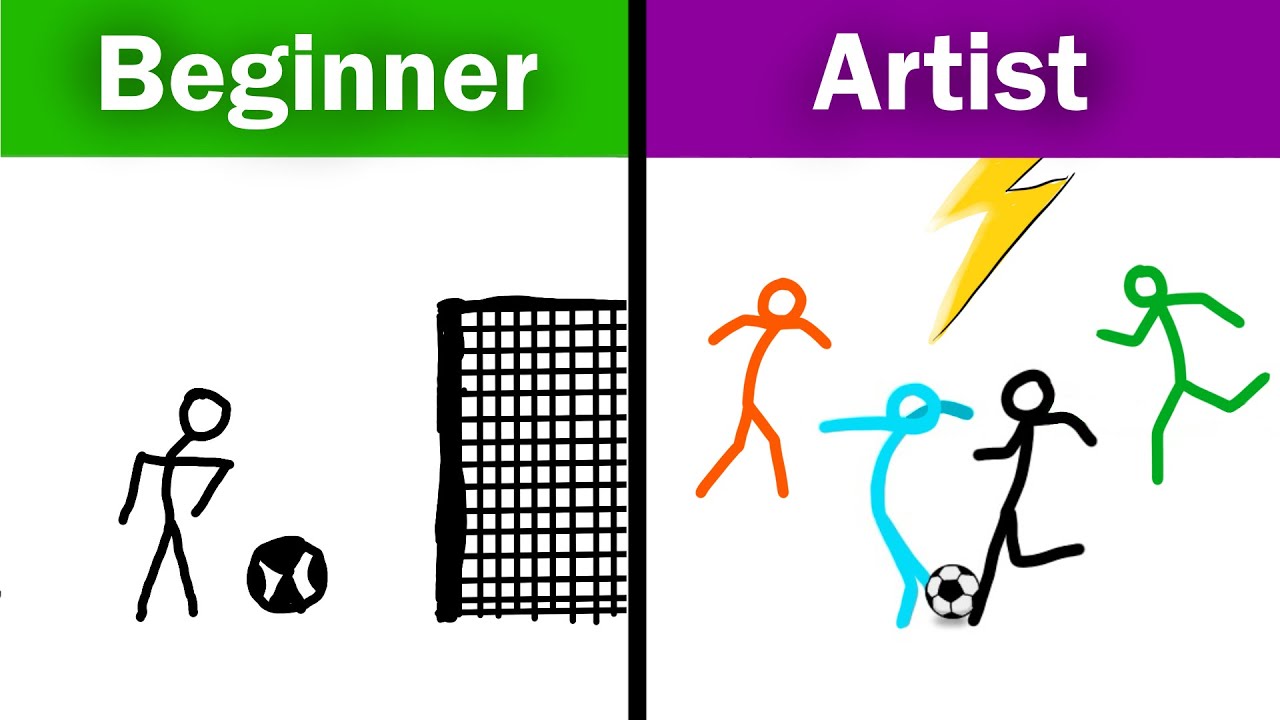 Stickman Football/Soccer Animation as Beginner vs Artist