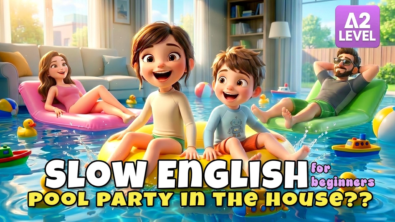 Our House Becomes a Pool! | Easy English Listening for Beginners (A1–A2)