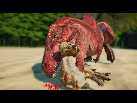 🌍 Jurassic World Evolution - Acrocanthosaurus & Indoraptor Hunting Herbivores in Desert Environment
