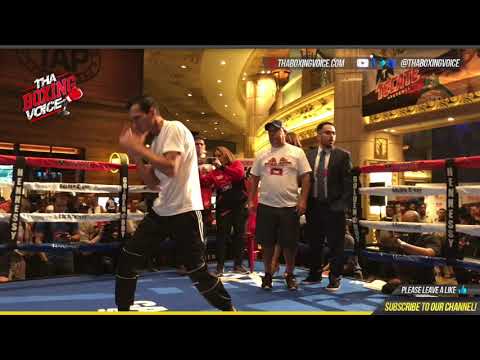 Freddy Fonseca Shows off his shadow boxing at Canelo Jacobs fight week
