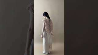 サーモンピンクのフラワーチュールトップスドレス 動画