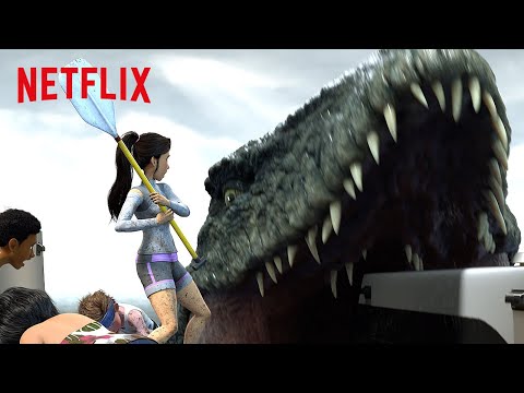 Face to Face with a Mosasaurus 🌊 Jurassic World Camp Cretaceous | Netflix Family