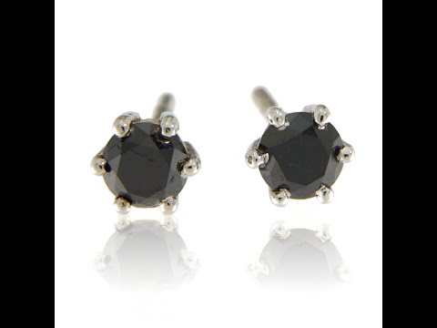 Cercei Aur Alb 14K cu Diamante Naturale Negre - Contraste Luxoase