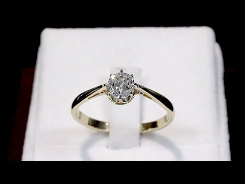 0.85 ct Diamond and 18 ct Yellow Gold Solitaire Ring - Antique Circa 1910 - AC Silver (A8173 )